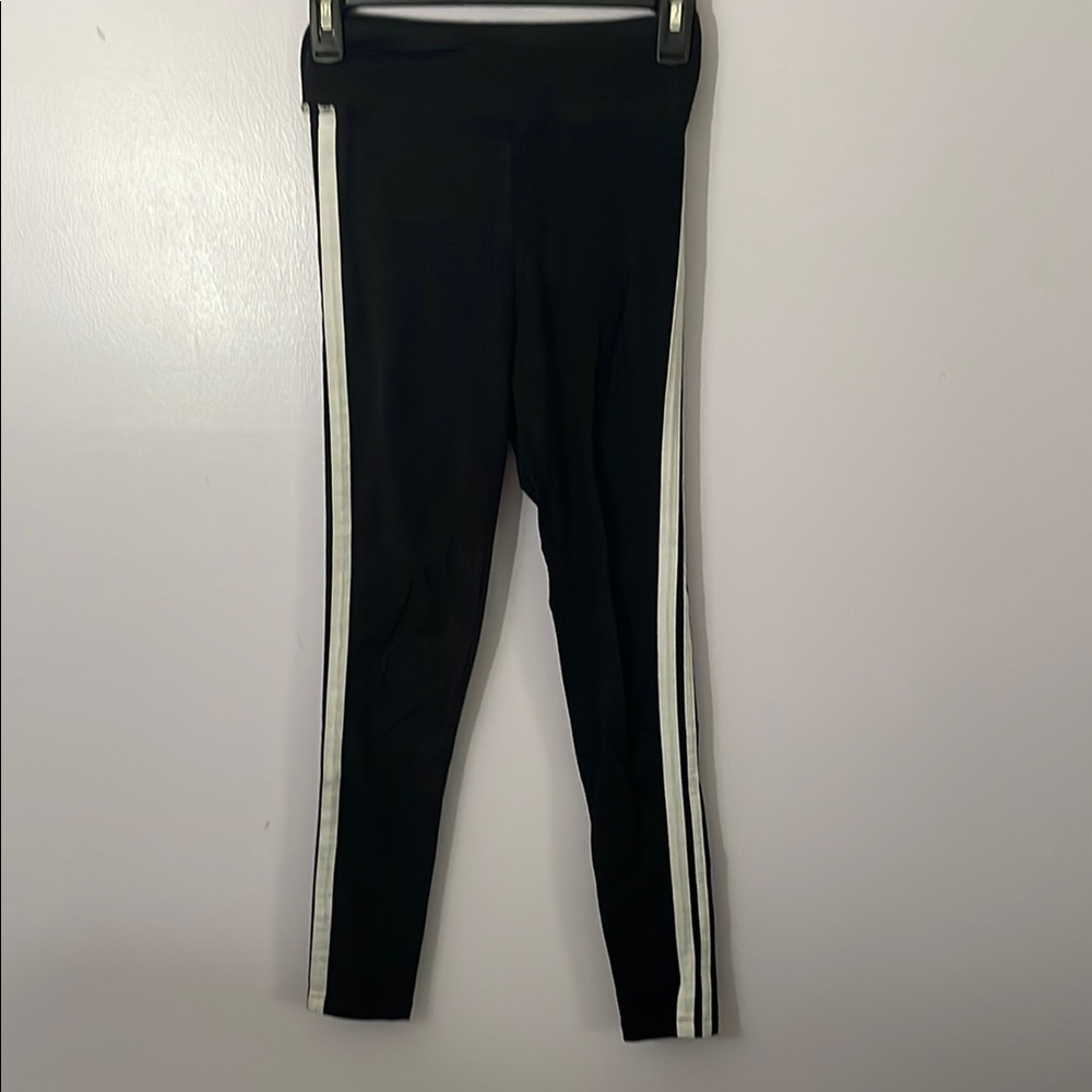 Women’s Black Leggings with White Stripes